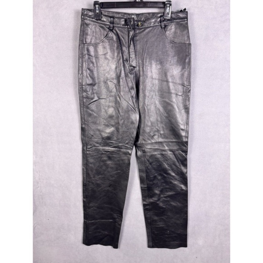 Vintage NEXT Black 100%‎ Sheepskin Leather Straight Womens 12 Read!